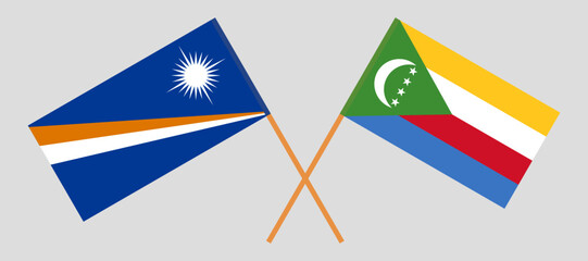 Crossed flags of Marshall Islands and the Comoros. Official colors. Correct proportion