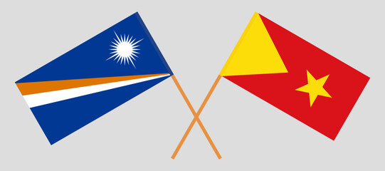 Crossed flags of Marshall Islands and Tigray. Official colors. Correct proportion
