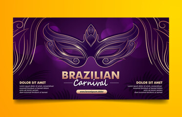 Carnival Brazilian Festival horizontal banner, Golden Purple background design
