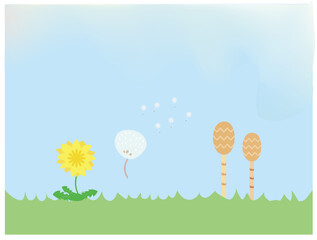 たんぽぽと綿毛のイラスト素材です。
ご依頼は随時受付中です