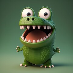 Cute Cartoon Alligator Character (Generative AI)