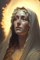 Generative AI illustration of Virgin Mary mother of Jesus © Mikolaj Niemczewski