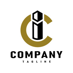 CI Vintage Alphabet letter monogram logo, simple C,I symbol icon