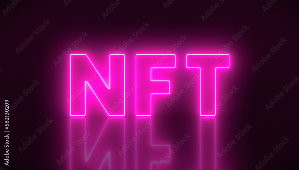 Poster illustation of luminous text with message nft