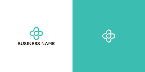 Modern Healthcare Medical Logo. Geometric Linear Rounded Cross . Flat Vector Logo Design Template Element.