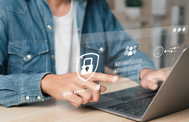 Cyber security concept. Secure access to user's personal information, information security and encryption.