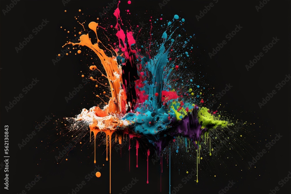 Poster a colorful splash of paint on a black background with a black background and a black background with