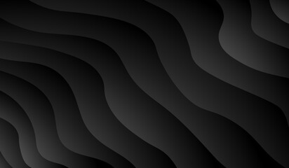 Dark black wavy stripes Geometric background Modern dark abstract vector texture