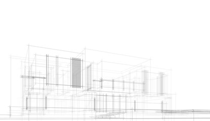 house building sketch architecture 3d illustration