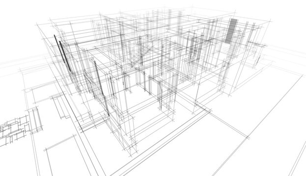 house building sketch architecture 3d illustration