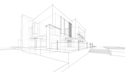 house building sketch architecture 3d illustration