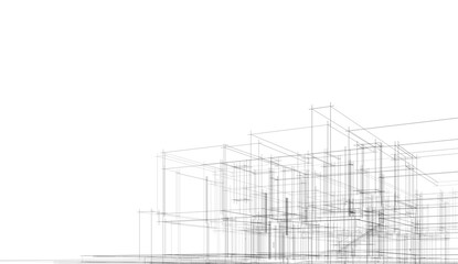 house building sketch architecture 3d illustration