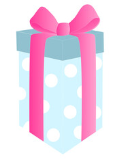 Blue gift box with ribbon vector for card design illustration