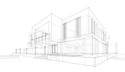 house building sketch architecture 3d illustration