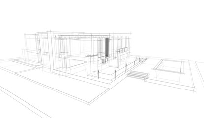 house building sketch architecture 3d illustration
