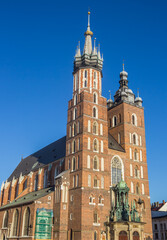Fototapeta na wymiar Towers of the historic St. Mary Basilica in Krakow, Poland