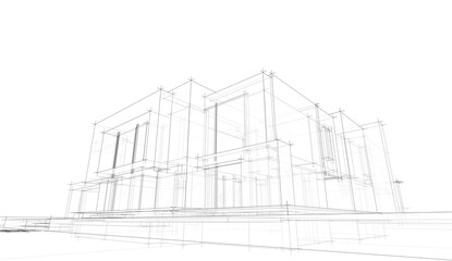 house building sketch architecture 3d illustration
