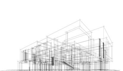 house building sketch architecture 3d illustration