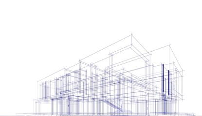 house building sketch architecture 3d illustration