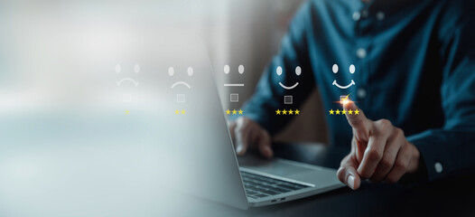 Customer services best excellent business rating experience. Satisfaction survey concept. user give...