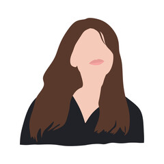 Female portrait. Lady character. Women silhouette isolated. Hand drawn girl portrait illustration in Flat style. vector illustration