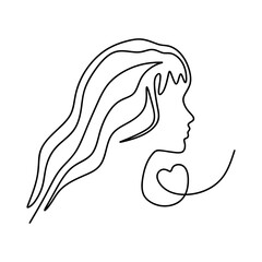 Woman face one line drawing. One line continuous Portret minimalistic style. Abstract vector illustration