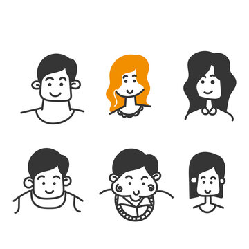 hand drawn doodle Avatar profile picture icon illustration vector