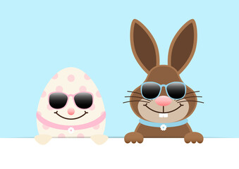 Osterei & Osterhase Sonnenbrille Banner Horizontal Himmel