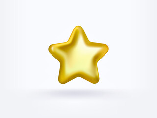 3D gold star. Win, award and show design element. 3d rendering. 3D vector golden star.
