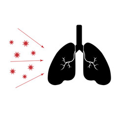 Coronavirus, Covid-19 attack lungs. Simple flat illustration