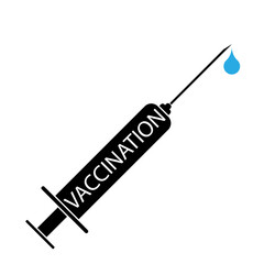 Medical syringe with vaccine. Covid-19 coronavirus vaccination concept