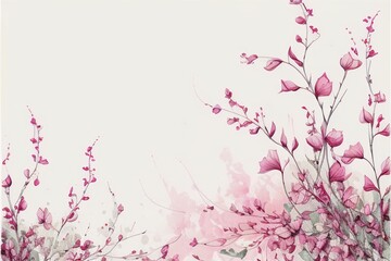 Obraz na płótnie Canvas light pink romantic floral border abstract watercolor copy space background,generative ai