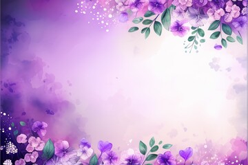 Plakat light purple elegant floral border abstract watercolor copy space background,generative ai