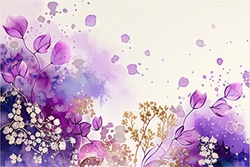 Obraz na płótnie Canvas light purple elegant floral border abstract watercolor copy space background,generative ai