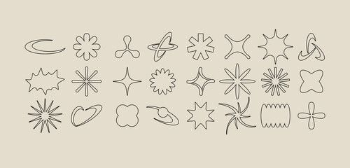 Vector set posters or prints with geometric shapes. Brutalist design, futuristic composition.