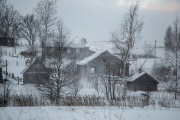 Winter in the Russian countryside. Vologda region. Russia