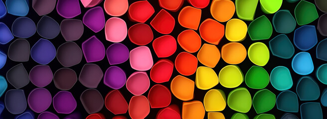 Box of crayons in a rainbow of colors background - obrazy, fototapety, plakaty