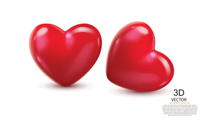 vector illustration two beautiful red hearts on the white background.use for valentines day and romance concept.