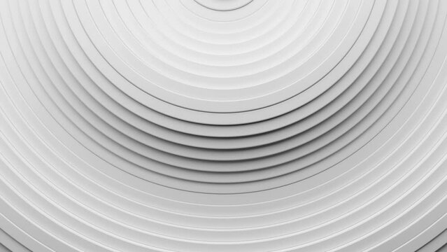 Abstract 3d circles white ring pattern animation background with ripple effect. Loop animation