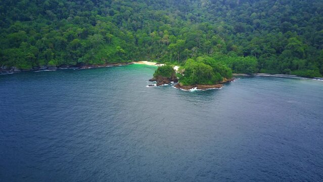 Flying over Teluk Ijo or Green Bay in Banyuwangi. east java