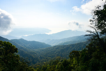 Obraz premium Nan Thailand December 26 2022 viewpoint at Doi Phu Kha Viewpoint on 1715 road ,cool mountain,street market,otop market.
