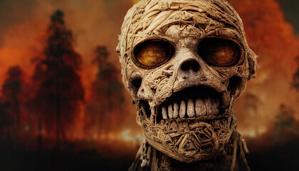 Naklejka premium skull in the woods