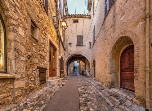 Saint Paul de Vence, France - narrow street with arch