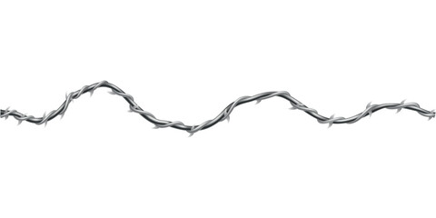 Barbed wire. Fencing strong sharply pointed element, twisted around, art pattern. Industrial barbwire, protection concept design. Modern metallic sharp element for area protection