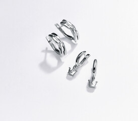 Elegant jewelry set. Jewellery set with gemstones. Jewelry accessories collage. Product still life concept. Ring, necklace and earrings.