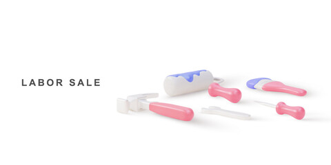 USA Labor Day celebration with  construction tools. Sale promotion advertising Poster or Banner for Labor Day.