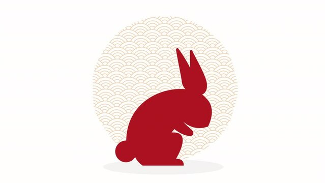 chinese new year red rabbit silhouette