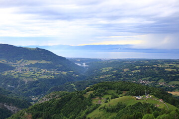 View from the Corbier neck wich is a French Alpine pass located in Haute-Savoie department 