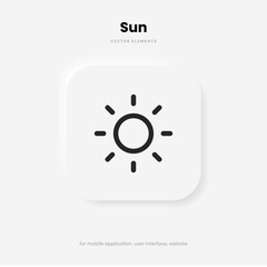 Light, intensity setting, contrast, brightness, sun icon symbol sign on isolated white background with clipping path for UI UX website mobile app. Vector elements EPS10.