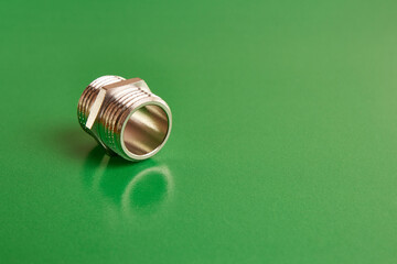 Double nipple with an external thread for connecting pipeline elements. Plumbing and heating.